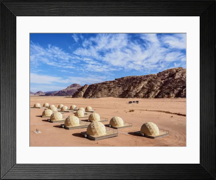 Framed Print : Sun City Camp, elevated view, Wadi Rum, Aqaba Governorate, Jordan Framed Print : Sun City Camp, elevated view, Wadi Rum, Aqaba Governorate, Jordan