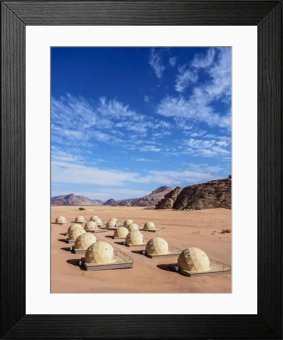 Framed Print : Sun City Camp, elevated view, Wadi Rum, Aqaba Governorate, Jordan Framed Print : Sun City Camp, elevated view, Wadi Rum, Aqaba Governorate, Jordan