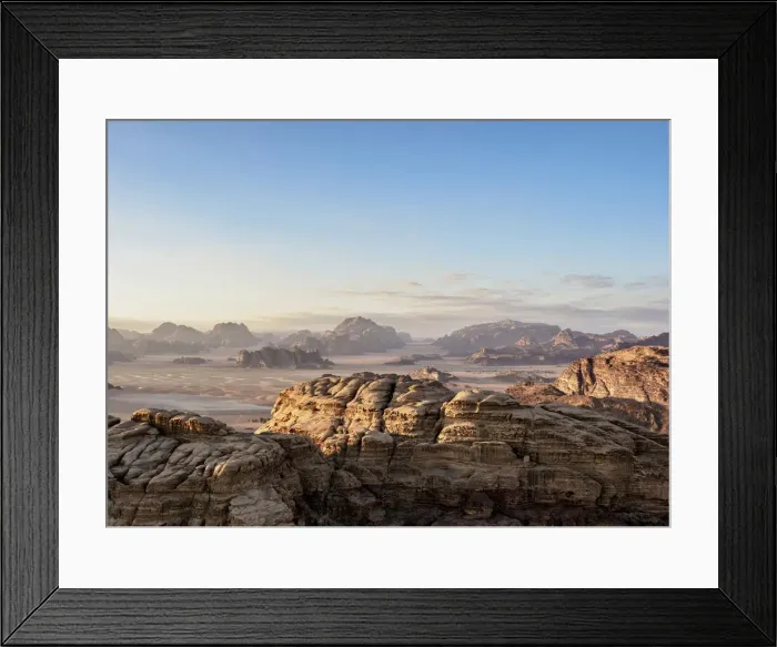 Framed Print : Landscape of Wadi Rum at sunrise, aerial view from a balloon, Aqaba Governorate, Jordan Framed Print : Landscape of Wadi Rum at sunrise, aerial view from a balloon, Aqaba Governorate, Jordan