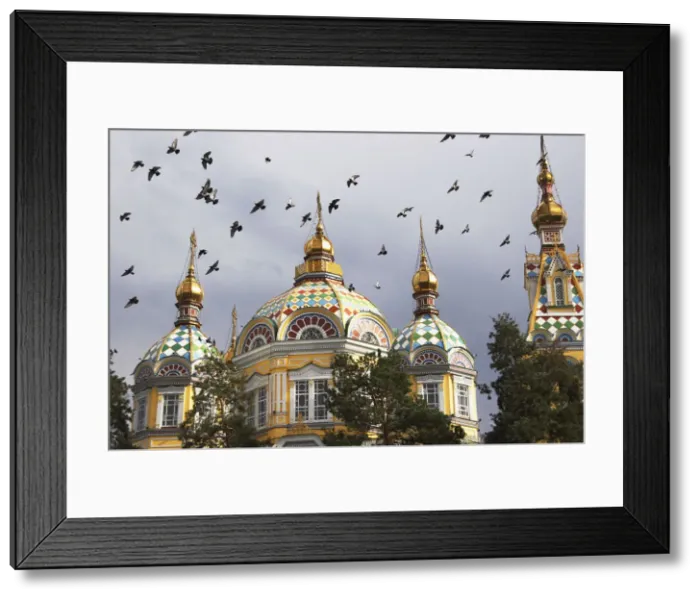Framed Print : Pigeons flying over Zenkov Cathedral, Almaty, Kazakhstan Framed Print : Pigeons flying over Zenkov Cathedral, Almaty, Kazakhstan