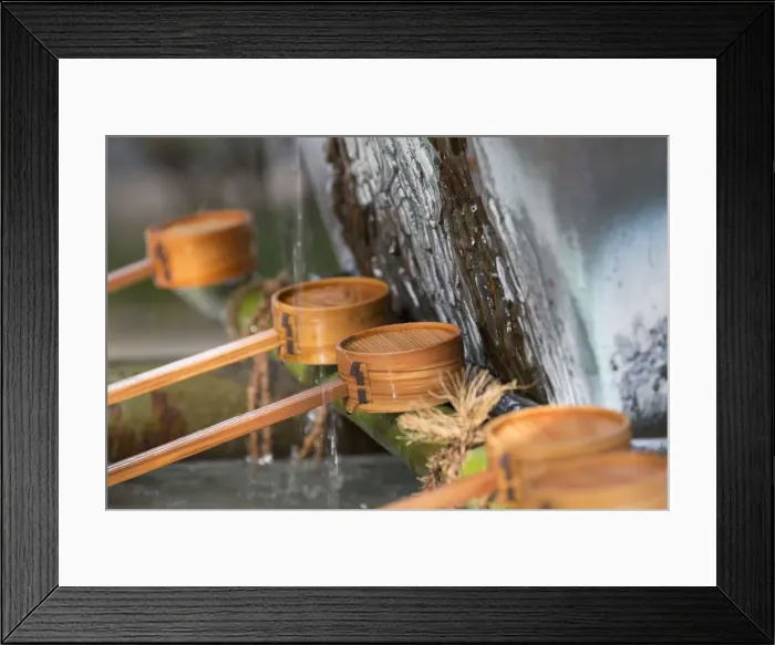 Framed Print : Water ladles at Kushida Shrine, Fukuoka, Kyushu, Japan