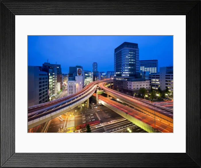 Framed Print : Modern office buildings and intersection in Ginza, Tokyo, Japan
