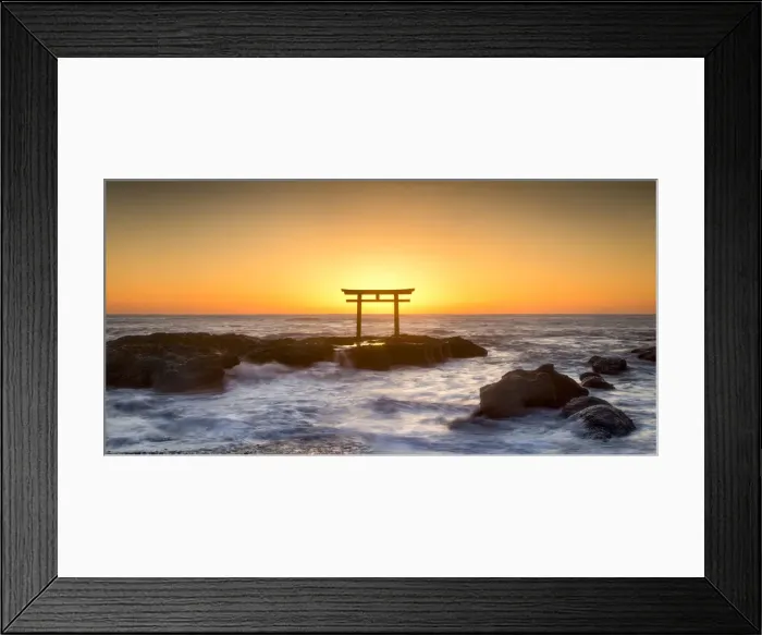Framed Print : Japanese torii gate at the coast, Ibaraki, Oarai, Japan Framed Print : Japanese torii gate at the coast, Ibaraki, Oarai, Japan