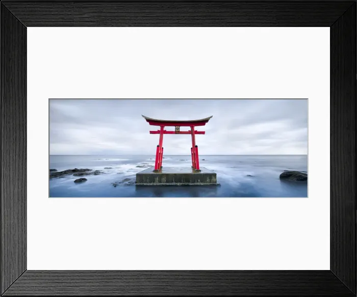 Framed Print : Red torii gate near Shosambetsu, Hokkaido, Japan Framed Print : Red torii gate near Shosambetsu, Hokkaido, Japan