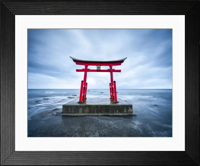 Framed Print : Red torii gate near Shosambetsu, Hokkaido, Japan Framed Print : Red torii gate near Shosambetsu, Hokkaido, Japan