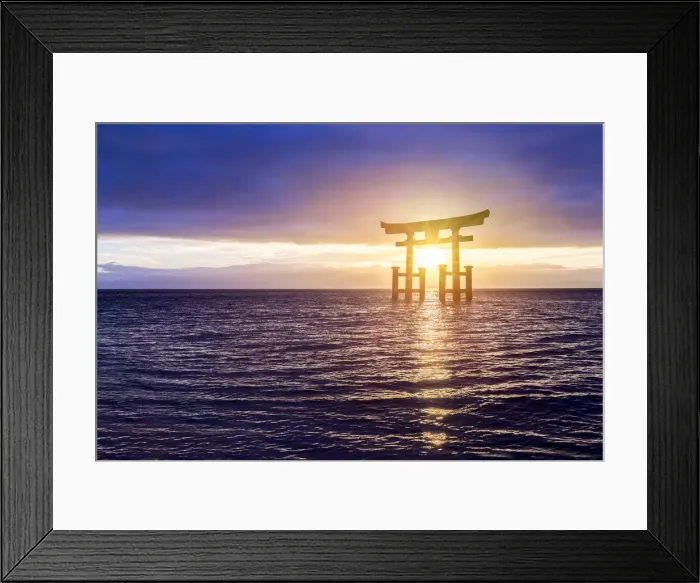 Framed Print : Japanese Torii Gate at sunrise, Lake Biwa, Takashima, Shiga prefecture, Japan Framed Print : Japanese Torii Gate at sunrise, Lake Biwa, Takashima, Shiga prefecture, Japan