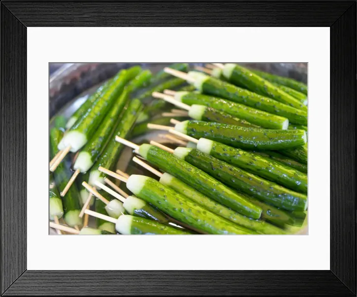 Framed Print : Cucumber sticks as street food, Kyoto, Japan Framed Print : Cucumber sticks as street food, Kyoto, Japan