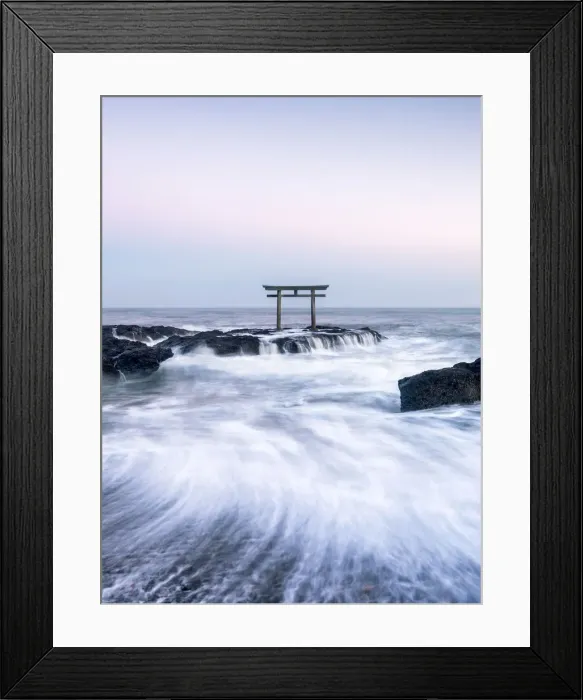 Framed Print : Japanese torii gate at the coast, Ibaraki, Oarai, Japan Framed Print : Japanese torii gate at the coast, Ibaraki, Oarai, Japan