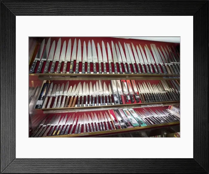Framed Print : Cooking knives shop in Kappabashi street, Asakusa, Tokyo, Japan Framed Print : Cooking knives shop in Kappabashi street, Asakusa, Tokyo, Japan