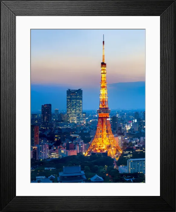 Framed Print : Tokyo Tower at night with view towards Roppongi hills and Mori Tower, Minato, Tokyo Framed Print : Tokyo Tower at night with view towards Roppongi hills and Mori Tower, Minato, Tokyo