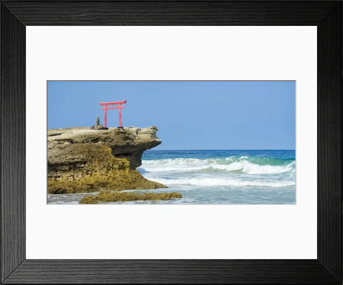 Framed Print : Red torii gate at Shimoda beach, Shizuoka Prefecture, Japan Framed Print : Red torii gate at Shimoda beach, Shizuoka Prefecture, Japan
