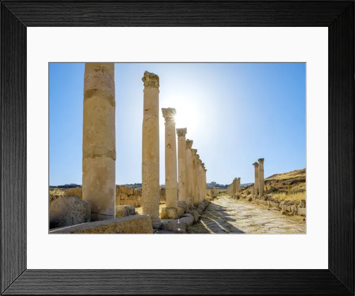 Framed Print : Jordan, Jerash Governorate, Jerash. Colonnaded street (cardo maximus) in the ancient Framed Print : Jordan, Jerash Governorate, Jerash. Colonnaded street (cardo maximus) in the ancient
