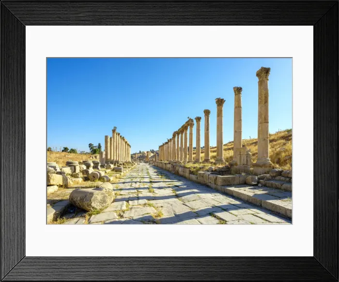 Framed Print : Jordan, Jerash Governorate, Jerash. Colonnaded street (cardo maximus) in the ancient Framed Print : Jordan, Jerash Governorate, Jerash. Colonnaded street (cardo maximus) in the ancient