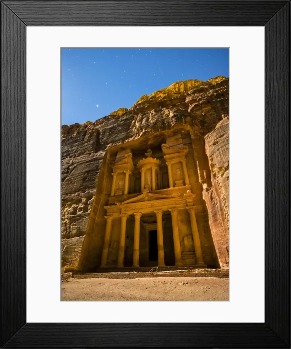 Framed Print : Jordan, Ma an Governorate, Petra. UNESCO World Heritage Site. Stars above Al-Kazneh Framed Print : Jordan, Ma an Governorate, Petra. UNESCO World Heritage Site. Stars above Al-Kazneh