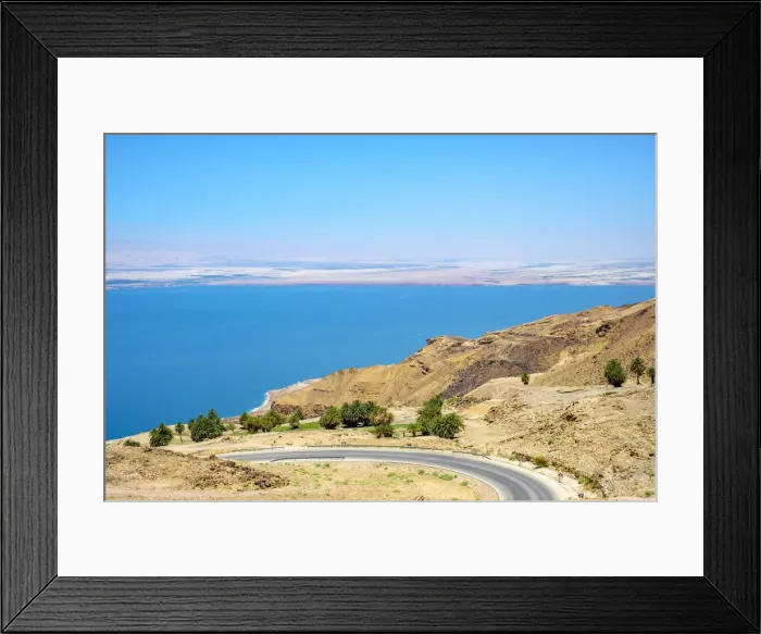 Framed Print : Jordan, Madaba Governorate. Dead sea coast near Ma in