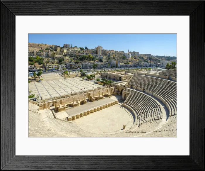 Framed Print : Jordan, Amman Governorate, Amman. View from the top of the 2nd-century Roman theatre Framed Print : Jordan, Amman Governorate, Amman. View from the top of the 2nd-century Roman theatre