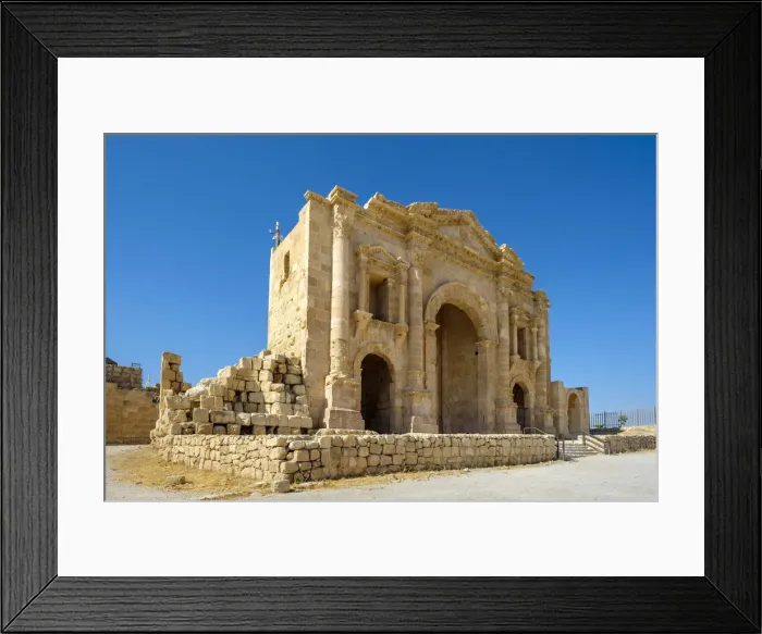Framed Print : Jordan, Jerash Governorate, Jerash. Arch of Hadrian, a triple-arched gateway built Framed Print : Jordan, Jerash Governorate, Jerash. Arch of Hadrian, a triple-arched gateway built