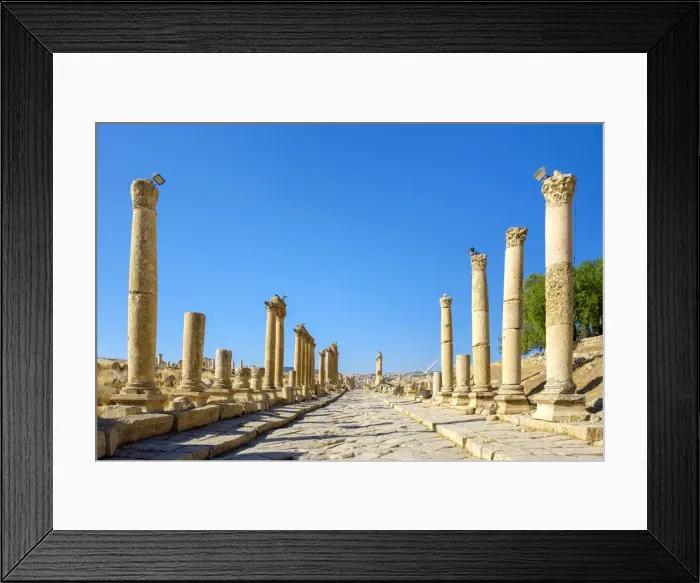 Framed Print : Jordan, Jerash Governorate, Jerash. Colonnaded street (cardo maximus) in the ancient Framed Print : Jordan, Jerash Governorate, Jerash. Colonnaded street (cardo maximus) in the ancient