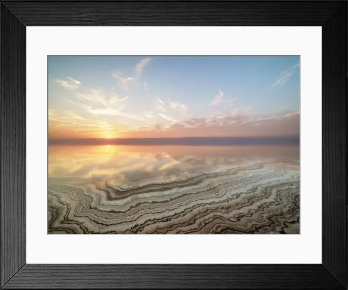 Framed Print : Salt Formations on the shore of the Dead Sea at sunset, Karak Governorate, Jordan Framed Print : Salt Formations on the shore of the Dead Sea at sunset, Karak Governorate, Jordan
