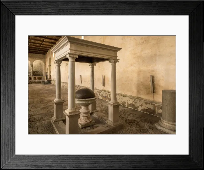Framed Print : europe, Italy, Friuli-Venezia-Giulia. The baptisimal font of the cathedral of Aquileia Framed Print : europe, Italy, Friuli-Venezia-Giulia. The baptisimal font of the cathedral of Aquileia