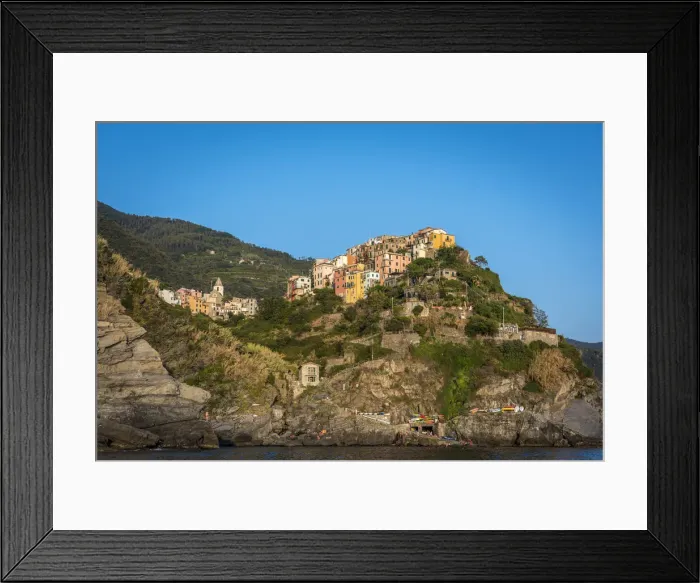 Framed Print : Europe, Italy, Cinque Terre. View of Corniglia from the sea Framed Print : Europe, Italy, Cinque Terre. View of Corniglia from the sea