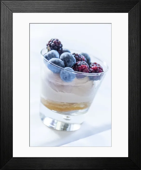 Framed Print : Europe, Italy. Mousse au milk chocolate with berries Framed Print : Europe, Italy. Mousse au milk chocolate with berries