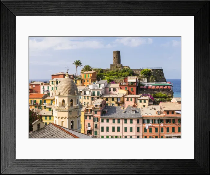Framed Print : Santa Margherita di Antiochia church and rooftops of Vernnazza Framed Print : Santa Margherita di Antiochia church and rooftops of Vernnazza