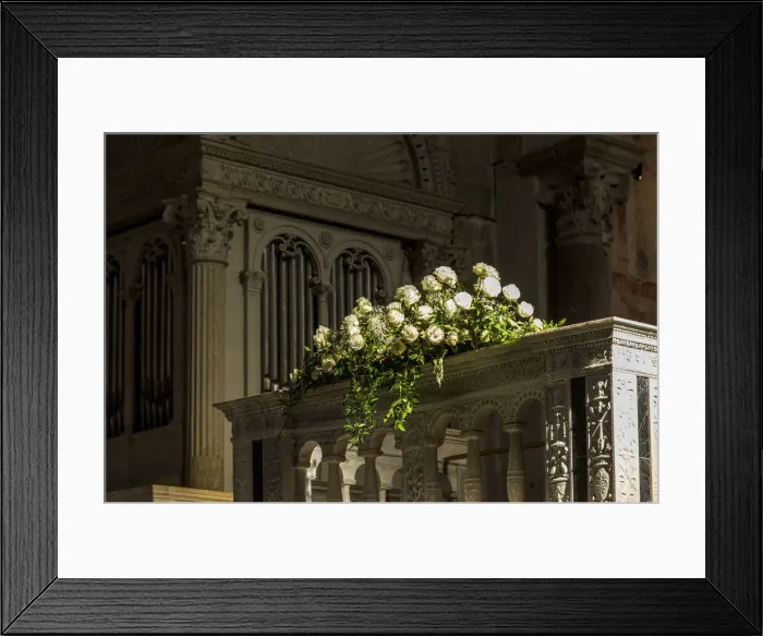 Framed Print : europe, Italy, Friuli-Venezia-Giulia. Fresh flowers on the altar of the cathedral Framed Print : europe, Italy, Friuli-Venezia-Giulia. Fresh flowers on the altar of the cathedral