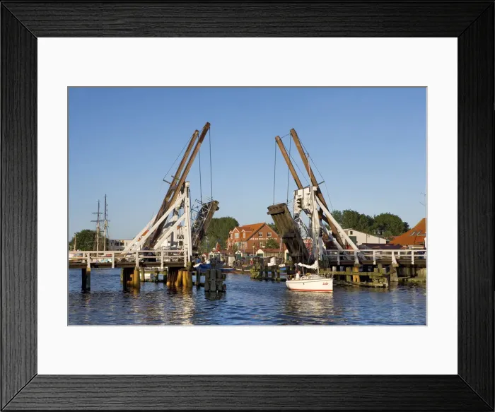 Framed Print : Rising bridge, Greifswald-Wieck, Mecklenburg-Western Pomerania, Germany Framed Print : Rising bridge, Greifswald-Wieck, Mecklenburg-Western Pomerania, Germany