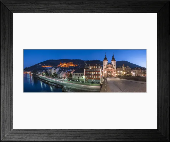 Framed Print : Heidelberg castle and Old Bridge at dusk alongside the Neckar river, Baden-Wurttemberg Framed Print : Heidelberg castle and Old Bridge at dusk alongside the Neckar river, Baden-Wurttemberg