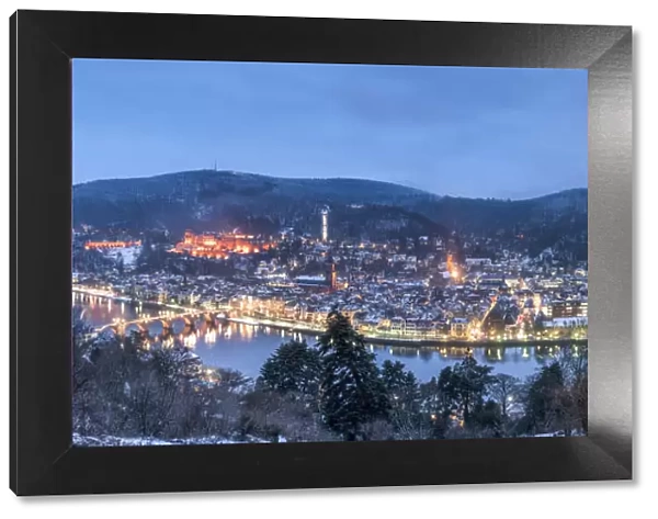 View of the old town of Heidelberg and the Kaonigstuhl seem from the Philosopher s