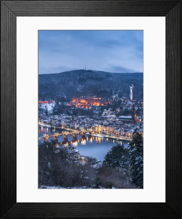 Framed Print : View of the old town of Heidelberg and the Konigstuhl seen from Framed Print : View of the old town of Heidelberg and the Konigstuhl seen from