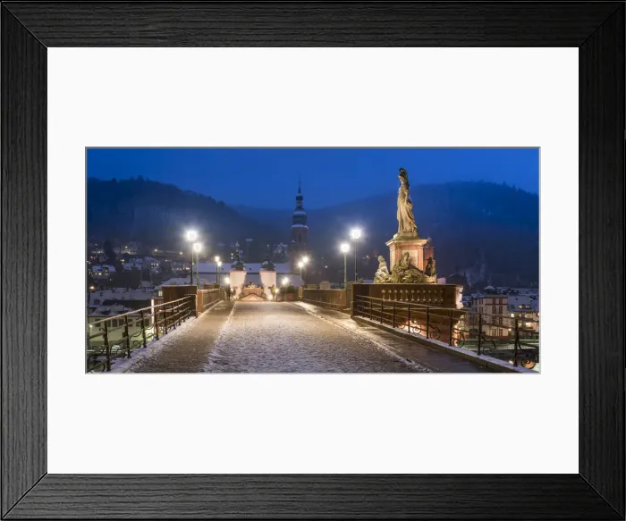Framed Print : Alte Brucke (Old Bridge) in winter at night, Heidelberg, Baden-Wurttemberg, Germany Framed Print : Alte Brucke (Old Bridge) in winter at night, Heidelberg, Baden-Wurttemberg, Germany