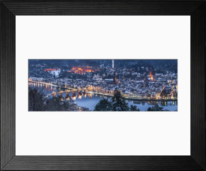 Framed Print : View of the old town of Heidelberg with castle and Old Bridge seen from Framed Print : View of the old town of Heidelberg with castle and Old Bridge seen from