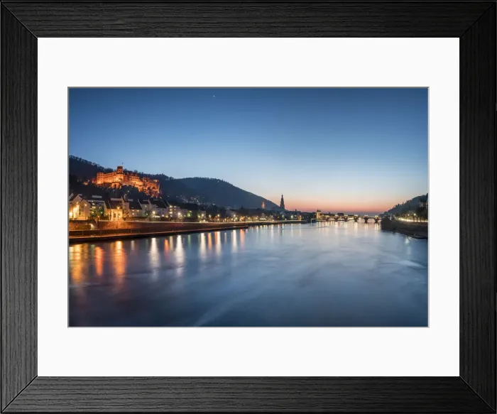 Framed Print : Heidelberg castle and Neckar river at dusk, Baden-Wurttemberg, Germany Framed Print : Heidelberg castle and Neckar river at dusk, Baden-Wurttemberg, Germany