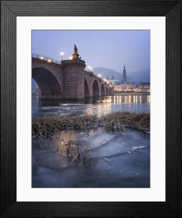 Framed Print : Frozen Neckar river and Old Bridge, Heidelberg, Baden-Wurttemberg, Germany Framed Print : Frozen Neckar river and Old Bridge, Heidelberg, Baden-Wurttemberg, Germany