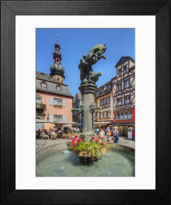 Framed Print : Fountain on the market place, Cochem, Rhineland-Palatinate, Germany