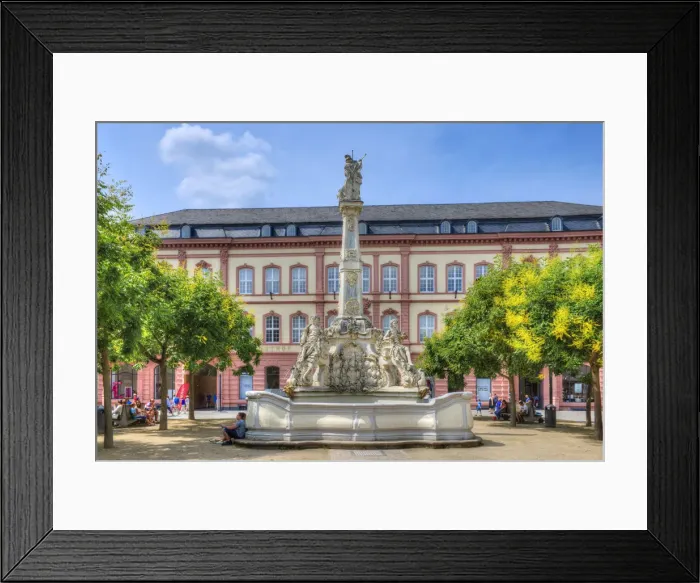 Framed Print : St. Georges fountain at Kornmarkt, Trier, Rhineland-Palatinate, Germany Framed Print : St. Georges fountain at Kornmarkt, Trier, Rhineland-Palatinate, Germany