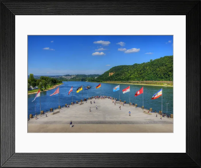 Framed Print : Deutsches Eck with river Mosel and river Rhine, Koblenz, Rhineland-Palatinate, Germany Framed Print : Deutsches Eck with river Mosel and river Rhine, Koblenz, Rhineland-Palatinate, Germany