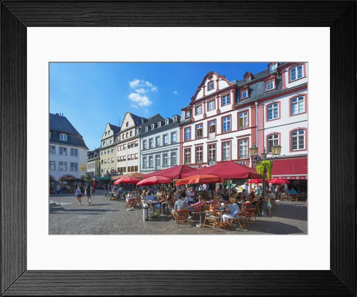 Framed Print : Sidewalk cafes on Jesuitenplatz, Koblenz, Rhineland-Palatinate, Germany