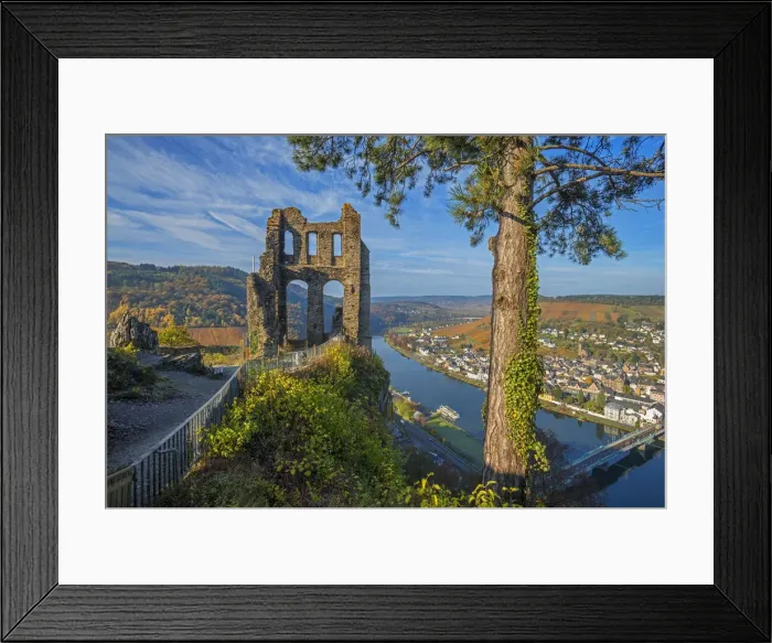 Framed Print : Ruin of Grevenburg with River Mosel, Traben-Trarbach, Rhineland-Palatinate, Germany Framed Print : Ruin of Grevenburg with River Mosel, Traben-Trarbach, Rhineland-Palatinate, Germany