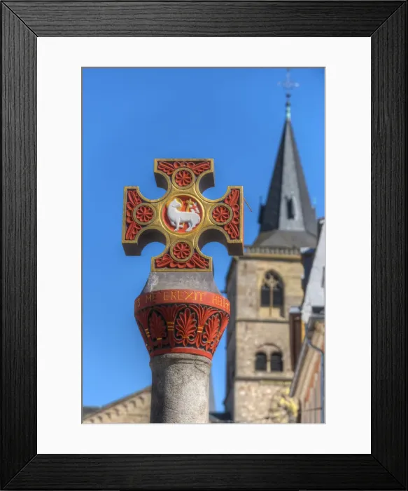 Framed Print : Market cross with Dome at Hauptmarkt, Trier, Rhineland-Palatinate, Germany Framed Print : Market cross with Dome at Hauptmarkt, Trier, Rhineland-Palatinate, Germany
