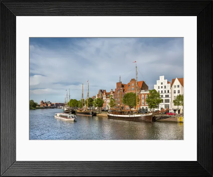 Framed Print : View over river Trave towards old town, LAobeck, Baltic coast, Schleswig-Holstein Framed Print : View over river Trave towards old town, LAobeck, Baltic coast, Schleswig-Holstein