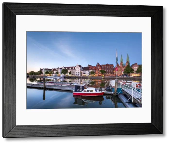 Framed Print : View over river Trave towards old town, LAobeck, Baltic coast, Schleswig-Holstein Framed Print : View over river Trave towards old town, LAobeck, Baltic coast, Schleswig-Holstein