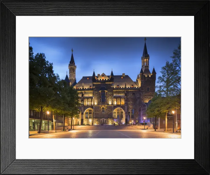 Framed Print : Rathaus (Town Hall) at dusk, Aachen, North Rhine Westphalia, Germany Framed Print : Rathaus (Town Hall) at dusk, Aachen, North Rhine Westphalia, Germany