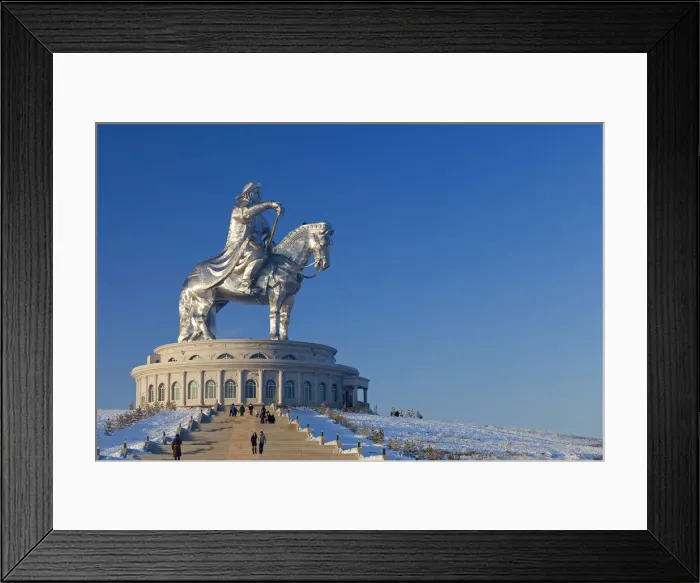 Framed Print : Mongolia, Tov Province, Tsonjin Boldog. A 40m tall statue of Genghis Khan on horseback Framed Print : Mongolia, Tov Province, Tsonjin Boldog. A 40m tall statue of Genghis Khan on horseback