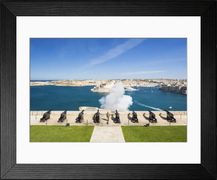 Framed Print : Malta, South Eastern Region, Valletta. The 16: 00hrs firing of the canon at the Saluting Framed Print : Malta, South Eastern Region, Valletta. The 16: 00hrs firing of the canon at the Saluting