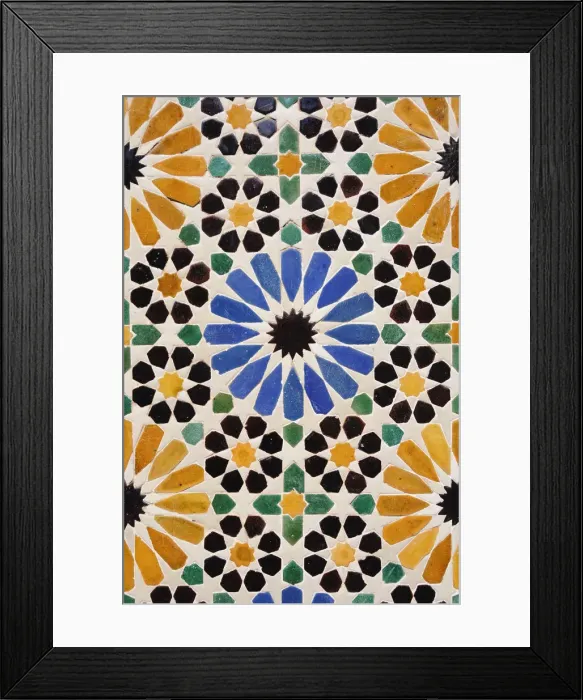 Framed Print : Islamic decorative tiles (zeligs). Tetouan, Morocco Framed Print : Islamic decorative tiles (zeligs). Tetouan, Morocco