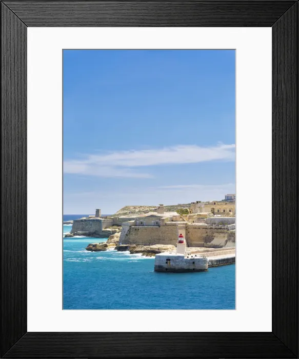 Framed Print : Malta, South Eastern Region, Valletta. The view across Grand Harbour to Fort Rikasoli Framed Print : Malta, South Eastern Region, Valletta. The view across Grand Harbour to Fort Rikasoli