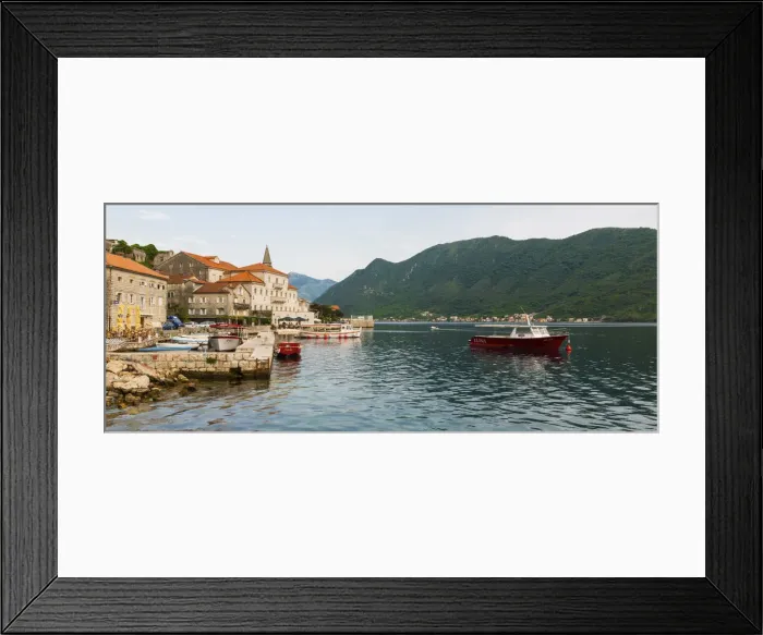 Framed Print : Montenegro, Bay of Kotor, Kotor. View over Perast harbour and St Nikola Church Framed Print : Montenegro, Bay of Kotor, Kotor. View over Perast harbour and St Nikola Church